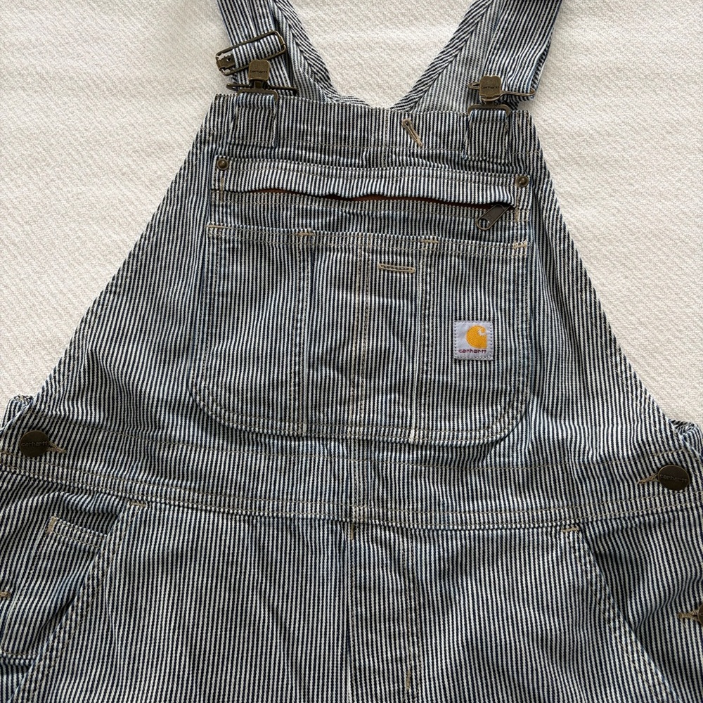 Carhartt Black and White Striped Overalls